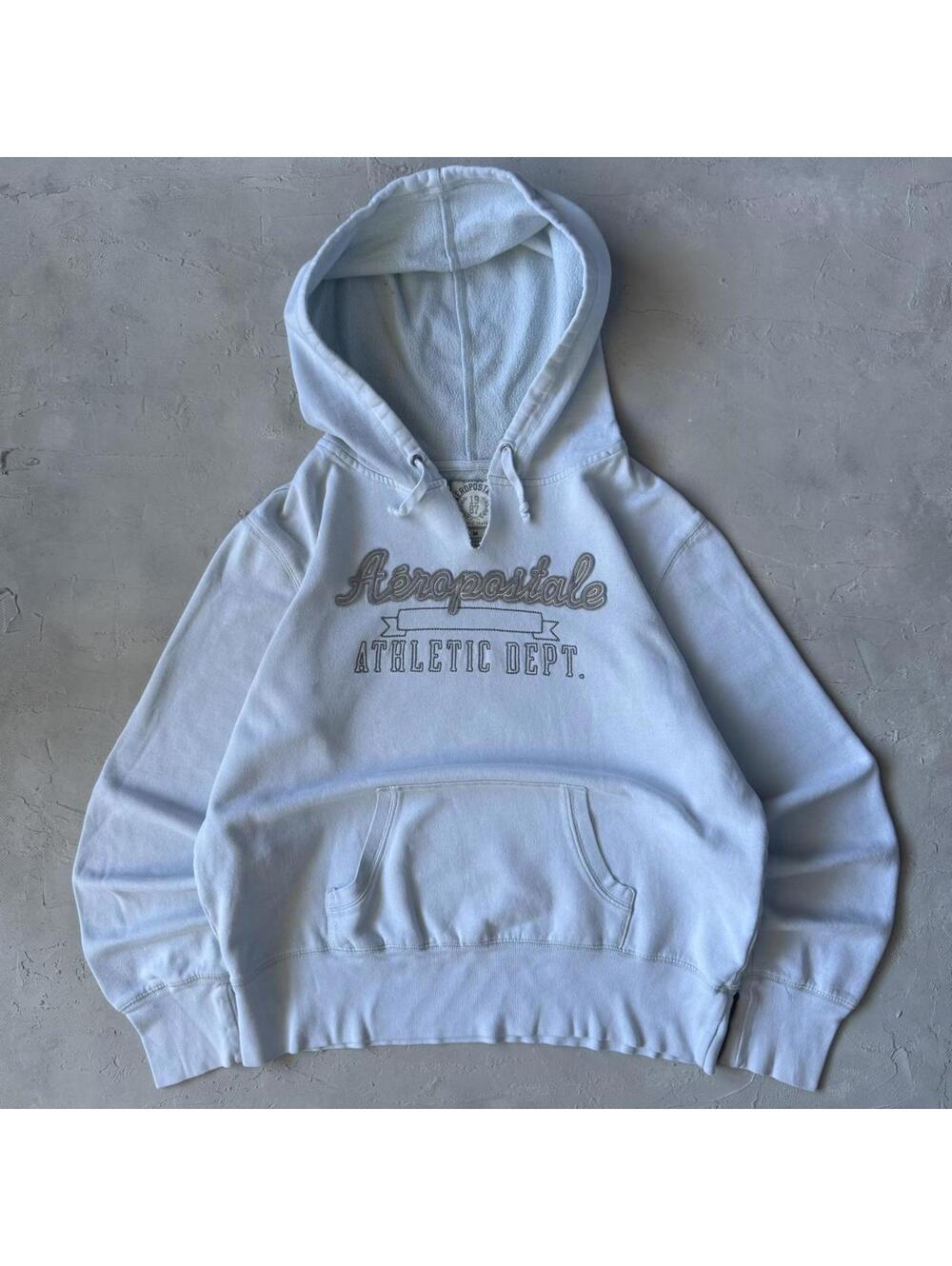 Vintage 2000s Aeropostale Baby Blue Cropped Womens Hoodie